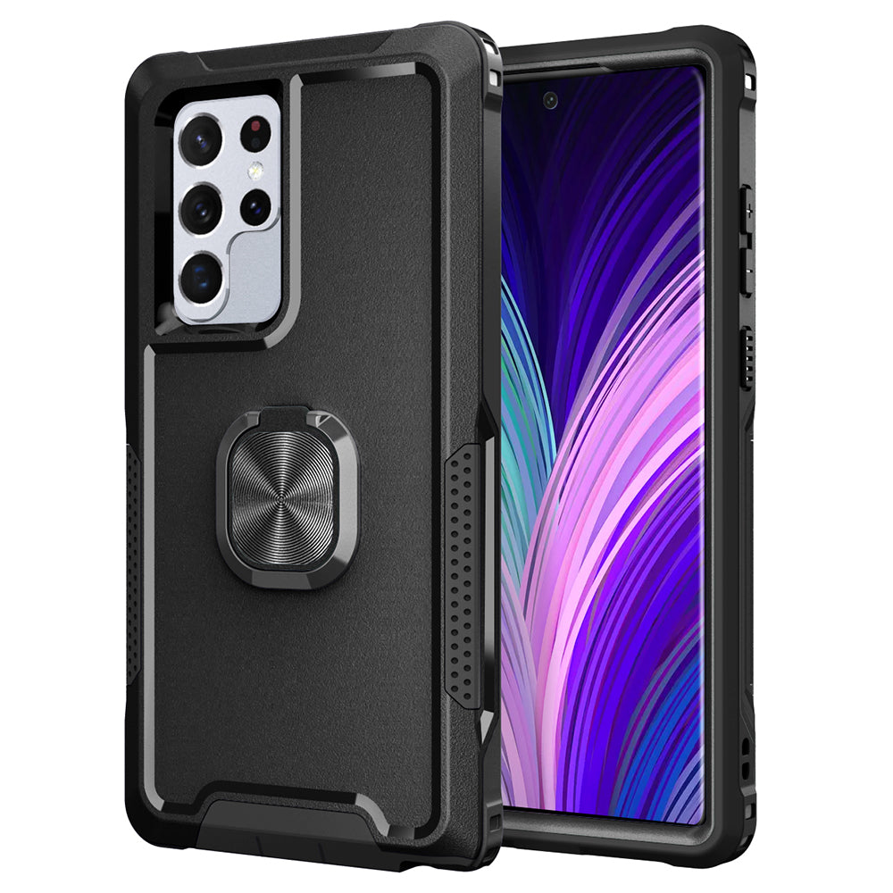For Samsung Galaxy S23 Ultra Rotatable Ring Holder Kickstand Phone Case PC Silicone Anti-scratch Phone Cover For Samsung Galaxy S23 Ultra Rotatable Ring Holder Kickstand Phone Case PC Silicone Anti-scratch Phone Cover